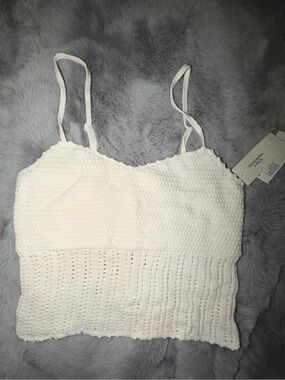 Abercrombie & Fitch White knit Cropped Camisole Sweater Top
